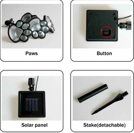 Paw Garden Lights Solar Powered Decorative Paw Print Outdoor Lights