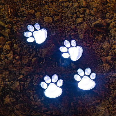 Paw Garden Lights Solar Powered Decorative Paw Print Outdoor Lights