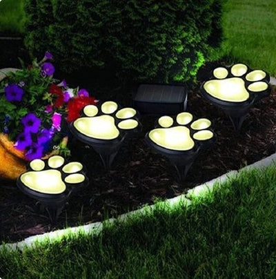 Paw Garden Lights Solar Powered Decorative Paw Print Outdoor Lights