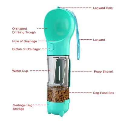 Pawpal 4 In 1 Dog Water Bottle Walk Companion Accessory
