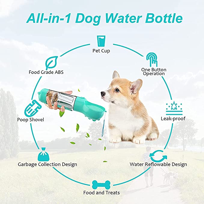Pawpal 4 In 1 Dog Water Bottle Walk Companion Accessory
