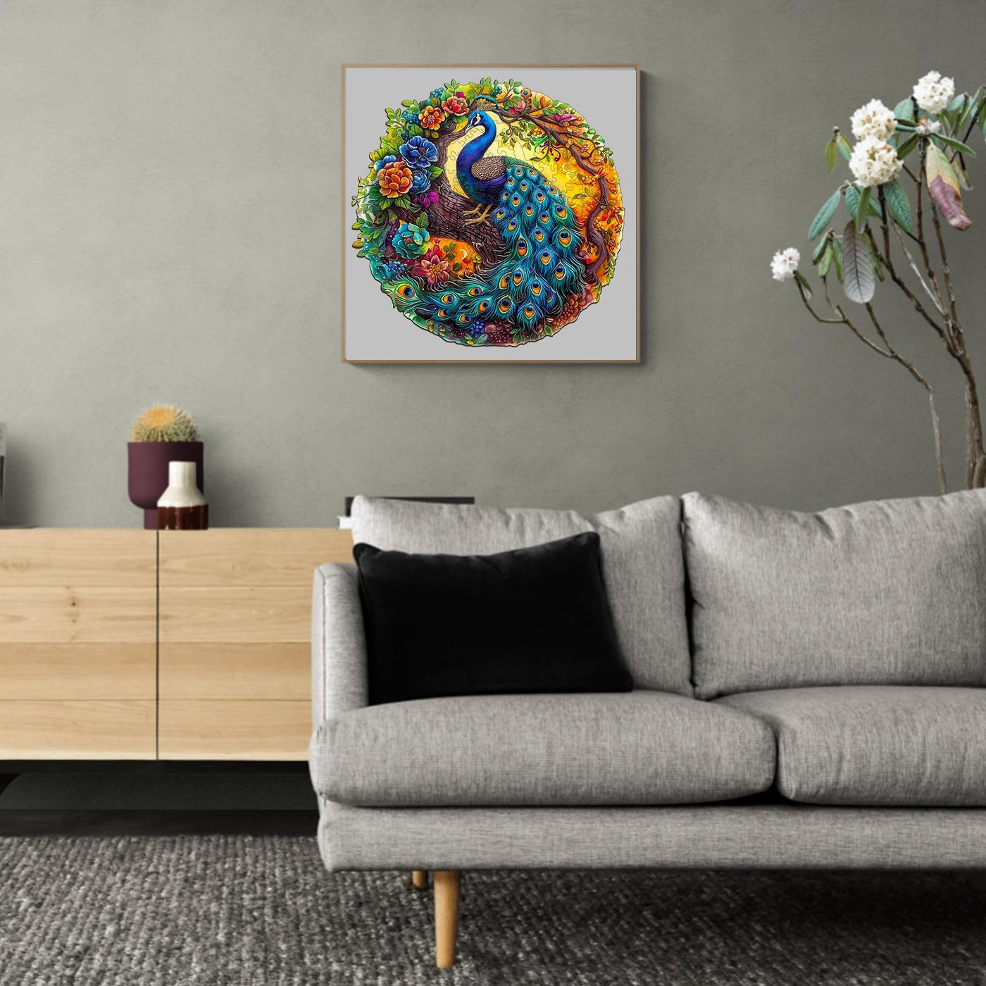Peacock And Bird Wooden Puzzle Educational Toy Multi-Size Round Puzzle