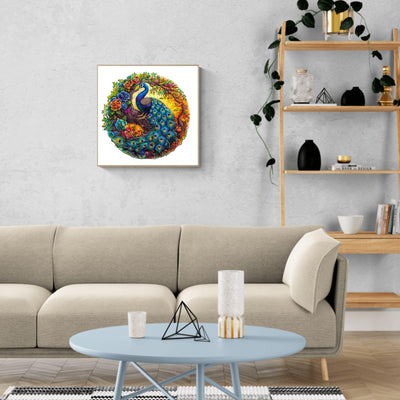 Peacock And Bird Wooden Puzzle Educational Toy Multi-Size Round Puzzle