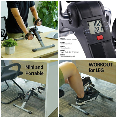 Portable Under Desk Exercise Bike Foldable Pedal Exerciser With LCD Display