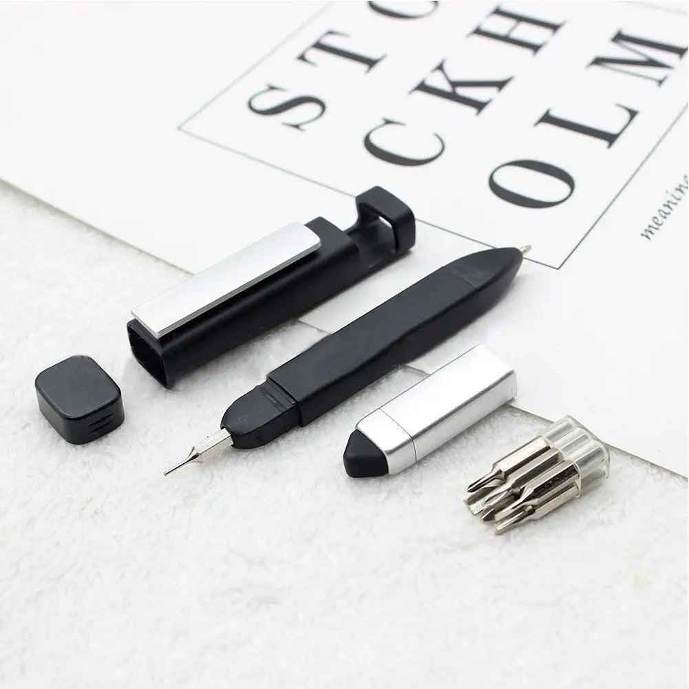 Pen-shaped Phone Holder With Multifunctional Ballpoint Pen And Screwdriver Set