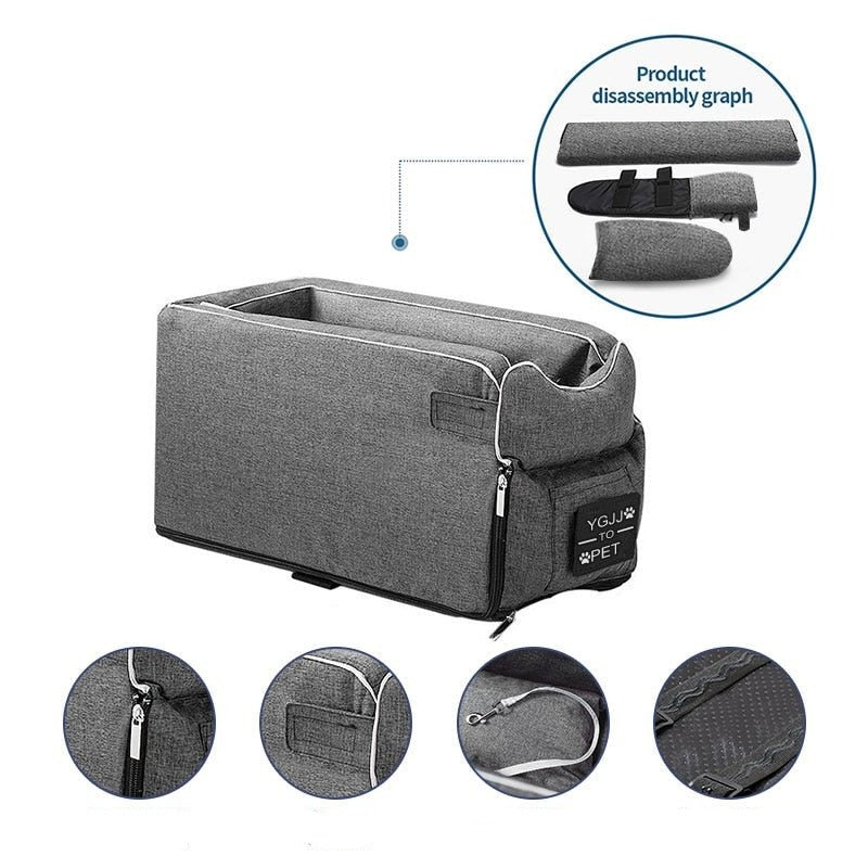 Pet Car Seat Armrest Safety Travel Bag For Small Dogs Cats