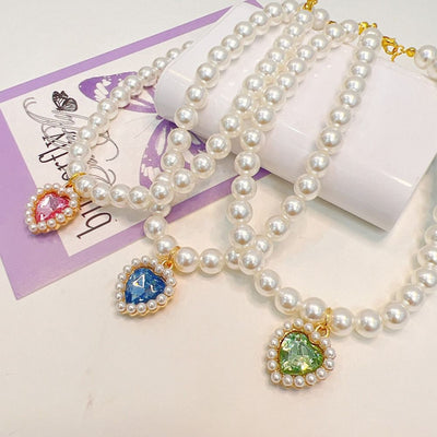 Pet Cat Pearl Necklace Adjustable Rhinestone Collar Colorful Bling