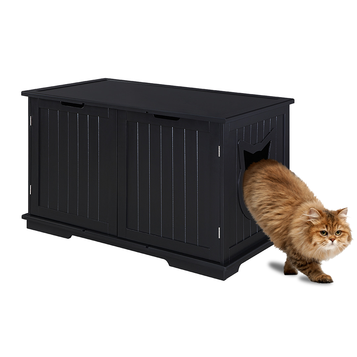 Bench Litter Box Enclosure With Storage And Comfortable Seating