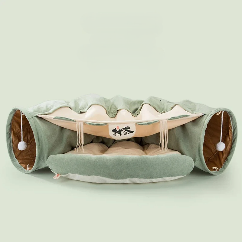 Collapsible Pet Tunnel Bed Interactive Crinkle Tent For Cats Dogs Play