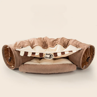 Collapsible Pet Tunnel Bed Interactive Crinkle Tent For Cats Dogs Play