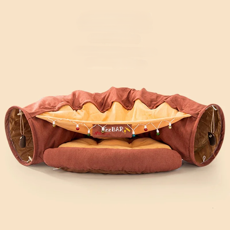 Collapsible Pet Tunnel Bed Interactive Crinkle Tent For Cats Dogs Play