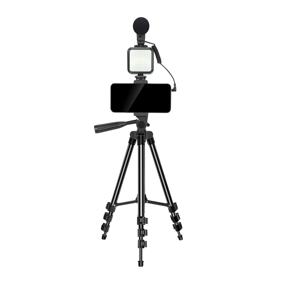 Phone Vlogging Kit With Remote Microphone And LED Light For DSLR Camera