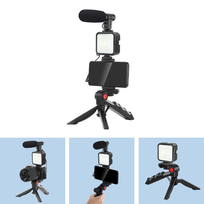 Phone Vlogging Kit With Remote Microphone And LED Light For DSLR Camera