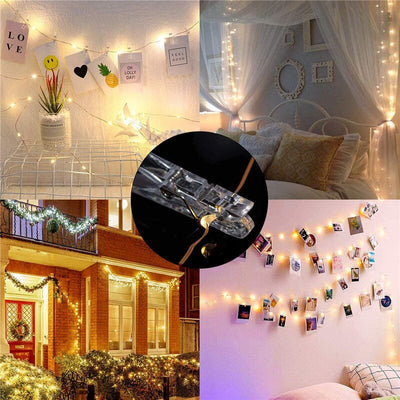 Photo String Lights With Clips For Wedding Outdoor Fairy Garland Decoration