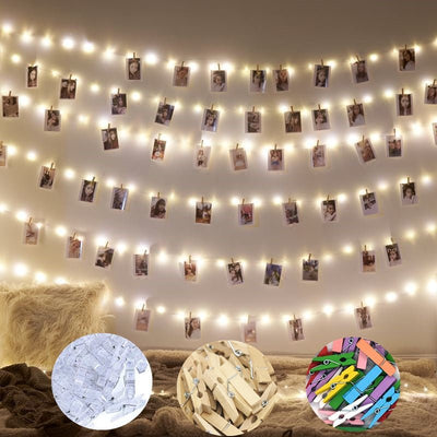 Photo String Lights With Clips For Wedding Outdoor Fairy Garland Decoration