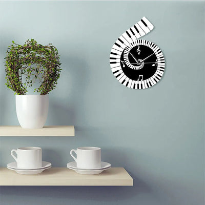 Piano Key LED Wall Clock Music Note Design For Living Room Bedroom