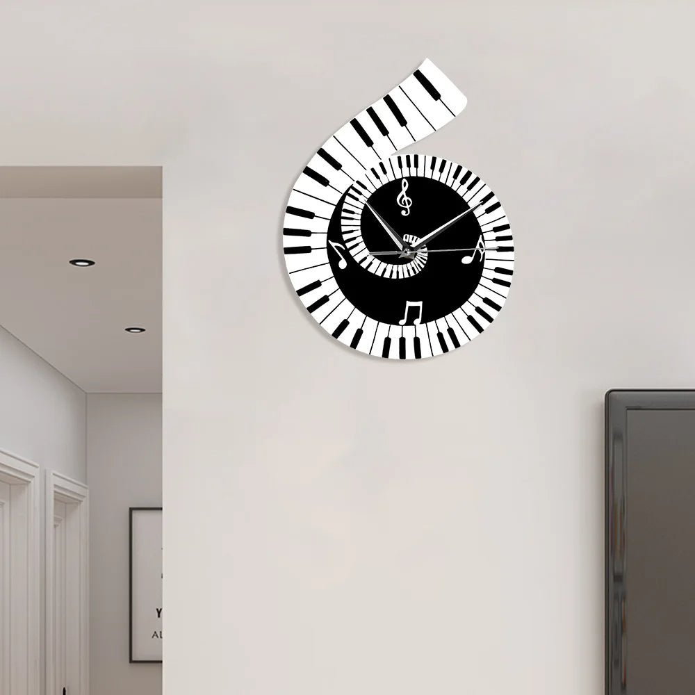 Piano Key LED Wall Clock Music Note Design For Living Room Bedroom