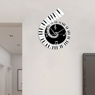 Piano Key LED Wall Clock Music Note Design For Living Room Bedroom
