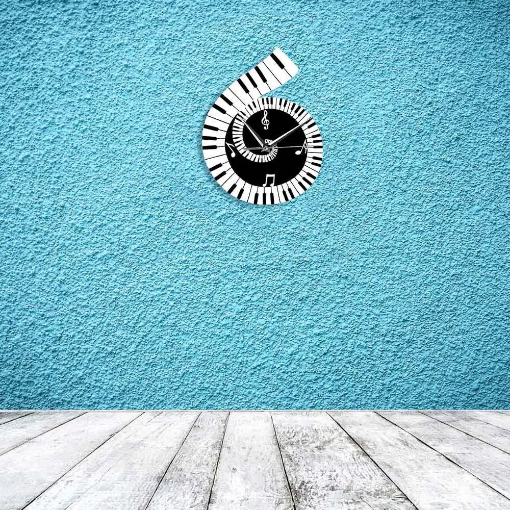 Piano Key LED Wall Clock Music Note Design For Living Room Bedroom
