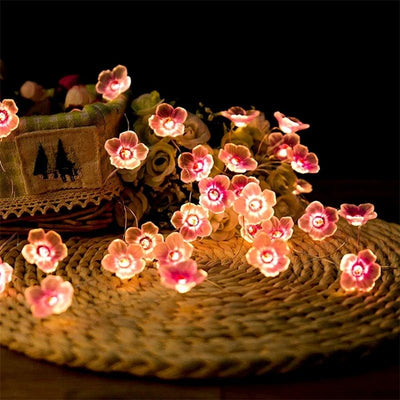 Pink Cherry Blossom Fairy Lights Garland Decorative Flower String Lights