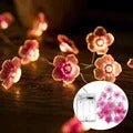 Pink Cherry Blossom Fairy Lights Garland Decorative Flower String Lights