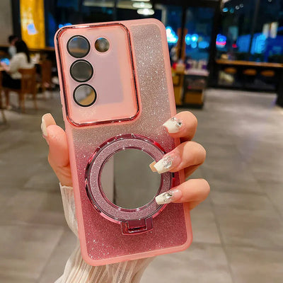 Vivo V29E Shockproof Mirror Case Glittery Stylish Holder Protection