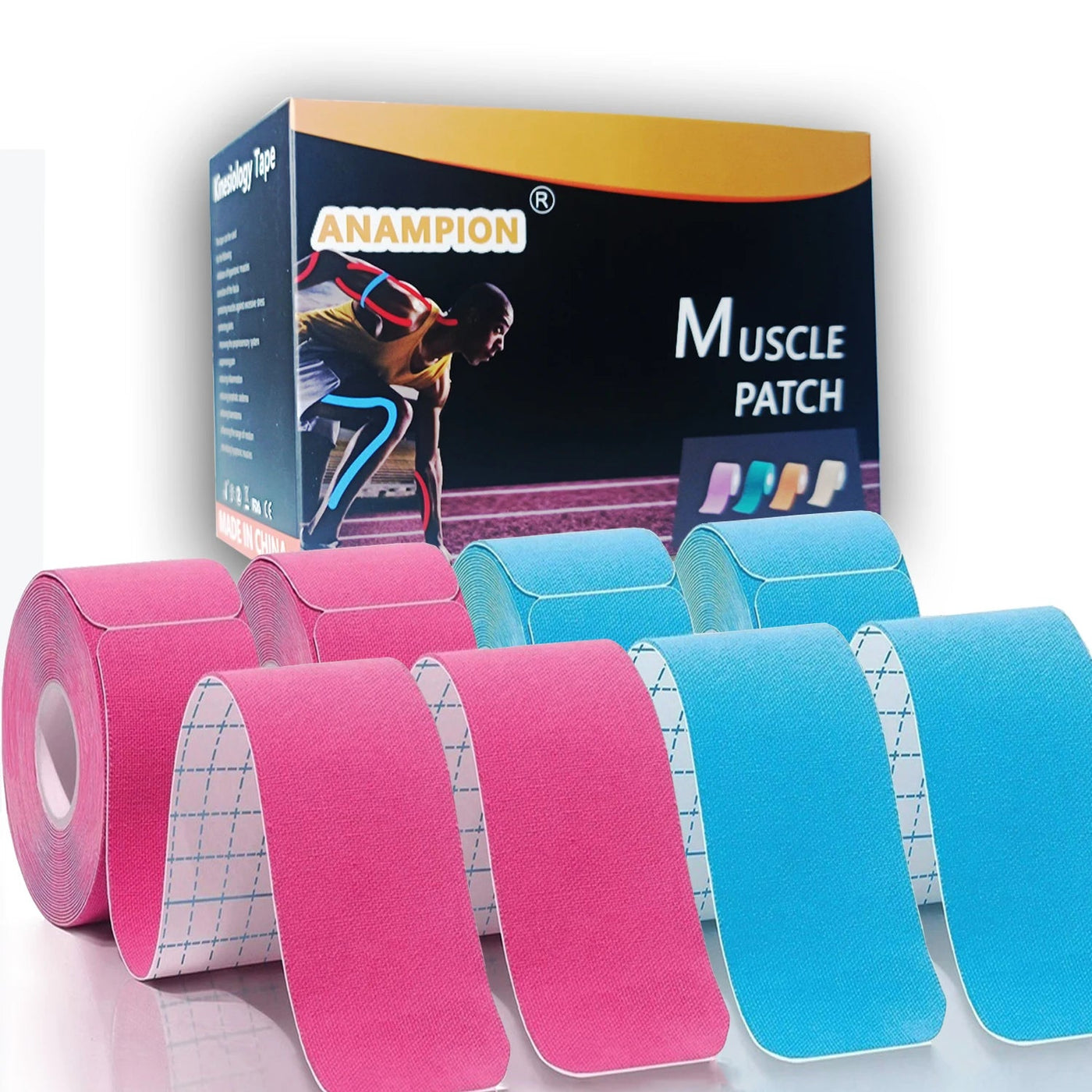 Kinesiology Tape 4 Rolls Waterproof Breathable Latex-Free Athletic Tape