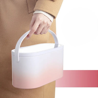 Portable LED Makeup Organizer With Mirror Compact Folding Cosmetic Case