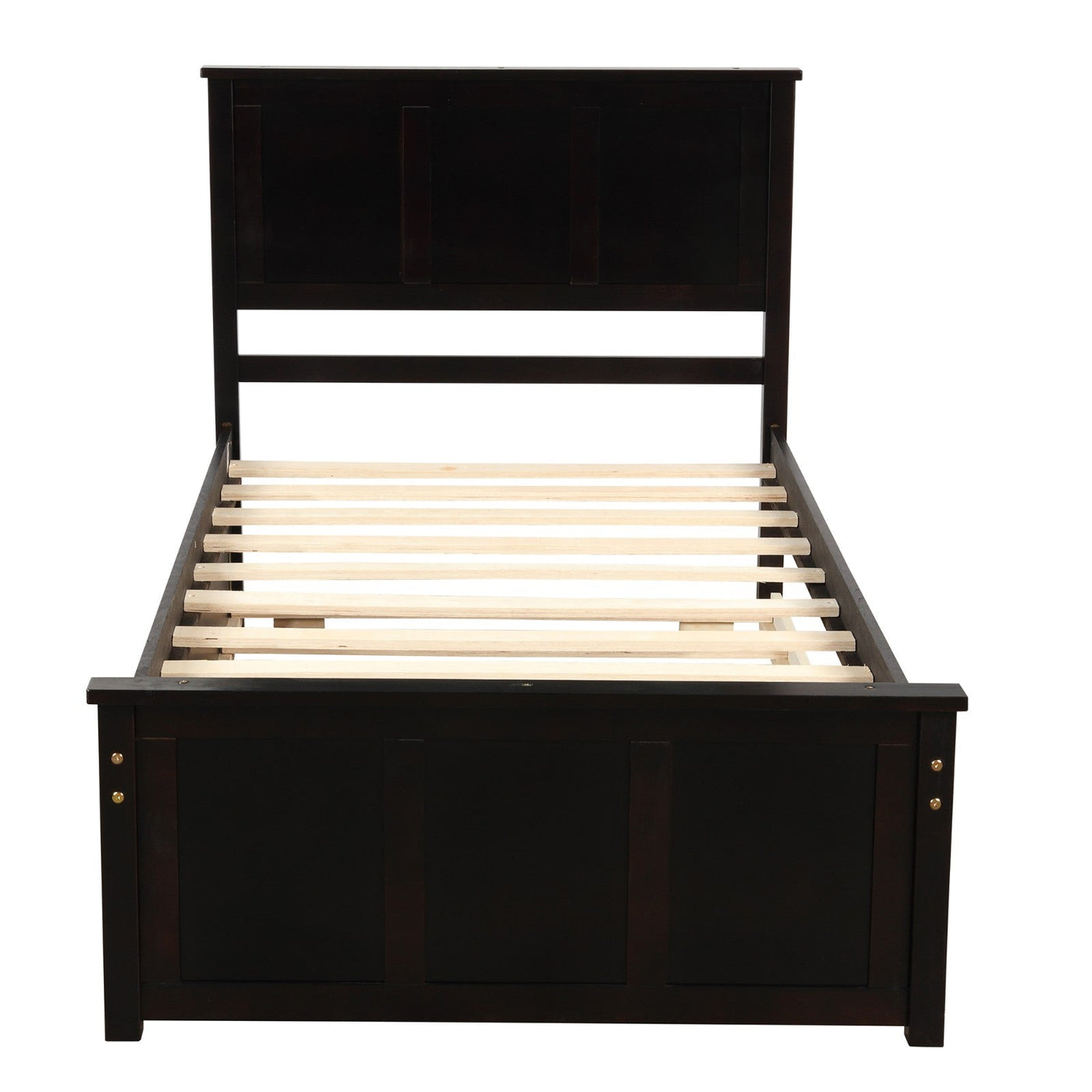 Twin Size Platform Bed With Trundle Frame For Extra Sleeping Space