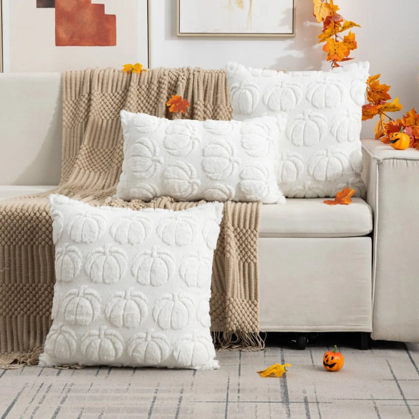Plush Pumpkin Halloween Pillow Cover Decorative Sofa Cushion Case