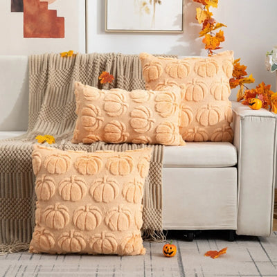Plush Pumpkin Halloween Pillow Cover Decorative Sofa Cushion Case