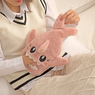 Plush Shark Hand Warmer Bag Cozy Soft Hot Water Comfort For Hands