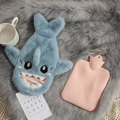 Plush Shark Hand Warmer Bag Cozy Soft Hot Water Comfort For Hands