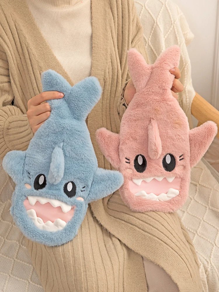 Plush Shark Hand Warmer Bag Cozy Soft Hot Water Comfort For Hands