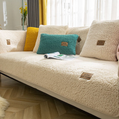 Plush Sofa Cover Thick Soft Smooth Anti Slip Couch Protector