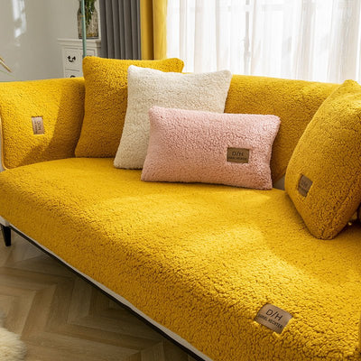Plush Sofa Cover Thick Soft Smooth Anti Slip Couch Protector