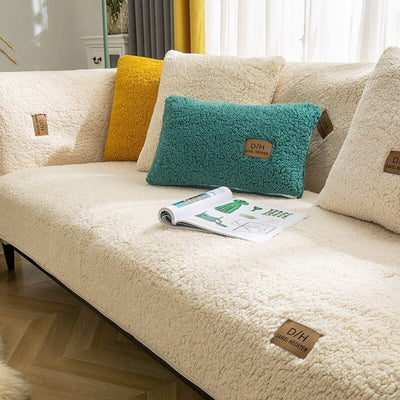 Plush Sofa Cover Thick Soft Smooth Anti Slip Couch Protector