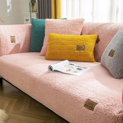 Plush Sofa Cover Thick Soft Smooth Anti Slip Couch Protector