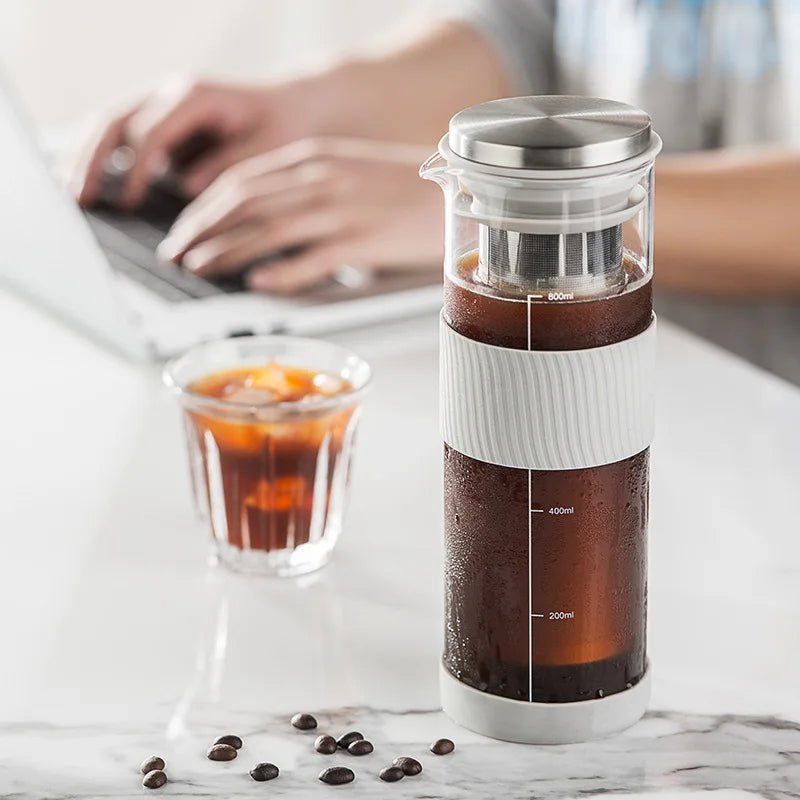 Portable Cold Brew Coffee Maker Glass Pitcher 800ml Airtight