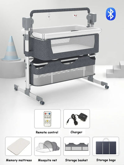Portable Electric Bassinet With Self Rocking Cradle Bedside Sleeper