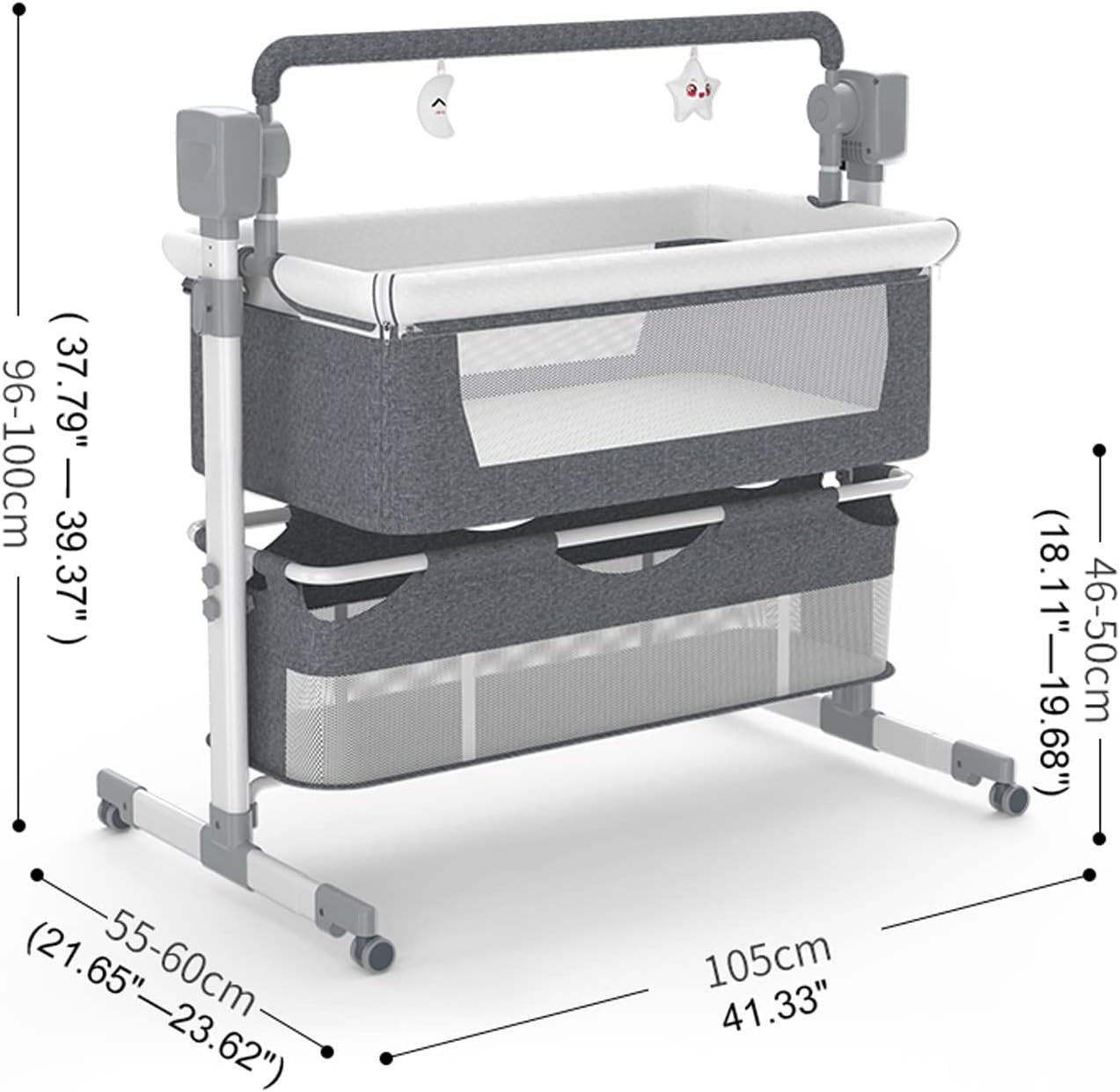 Portable Electric Bassinet With Self Rocking Cradle Bedside Sleeper