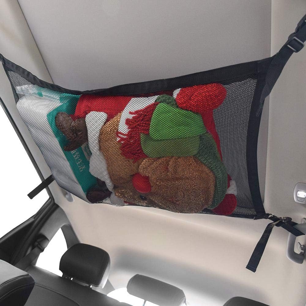 Car Ceiling Storage Net Double Layer Mesh Organizer With Adjustable Strap