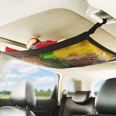 Car Ceiling Storage Net Double Layer Mesh Organizer With Adjustable Strap