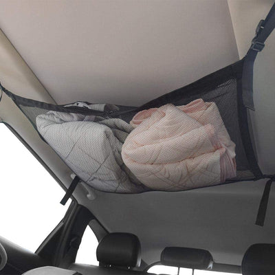 Car Ceiling Storage Net Double Layer Mesh Organizer With Adjustable Strap