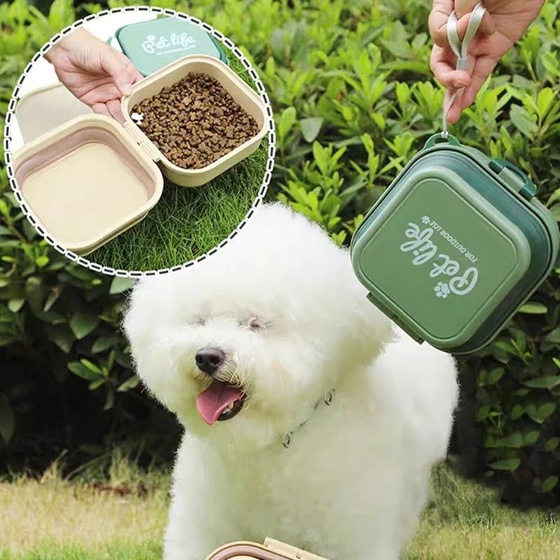 Portable Folding Double Pet Bowls Travel Feeder For Food And Water