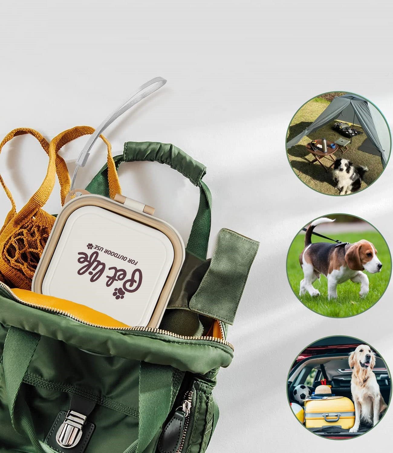Portable Folding Double Pet Bowls Travel Feeder For Food And Water