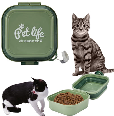 Portable Folding Double Pet Bowls Travel Feeder For Food And Water
