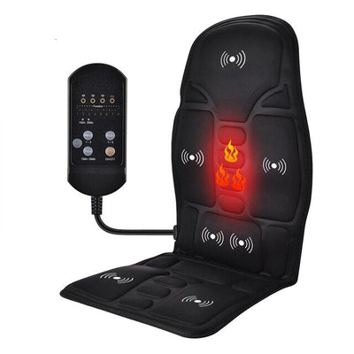 Portable Heated Vibrating Back Massager Chair Pad For Home Office Car