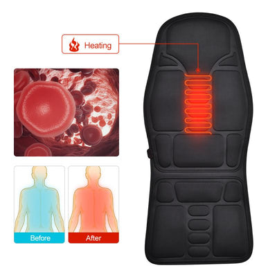 Portable Heated Vibrating Back Massager Chair Pad For Home Office Car