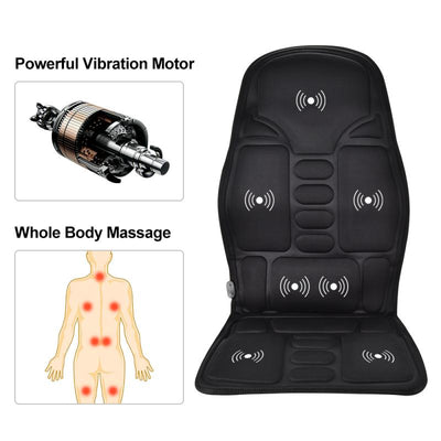 Portable Heated Vibrating Back Massager Chair Pad For Home Office Car